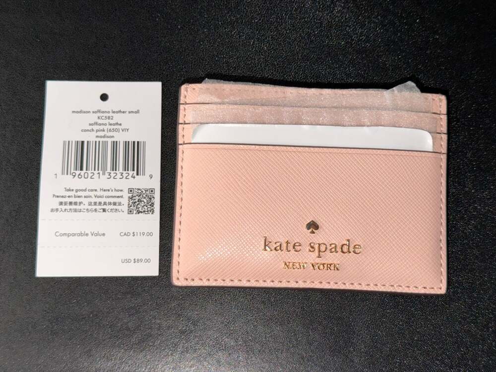 Kate Spade Madison Conch Pink Saffiano Leather Card Holder KC582 New with Tag - Picture 6 of 10